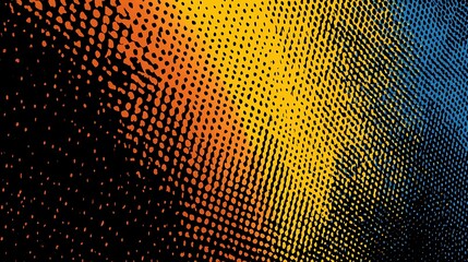 Vibrant Blue Yellow Orange Halftone Gradient Abstract Background