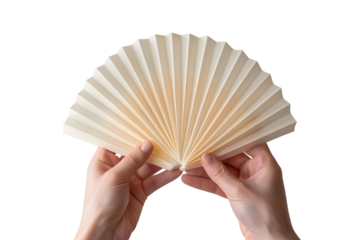 AI Image a delicately held origami fan, showcasing its intricate folds against a deep black backdrop