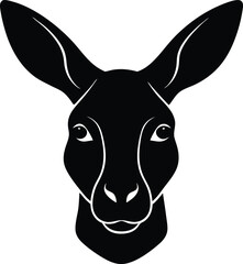 Vector illustration of a funny cartoon donkey head, a cute isolated brown pet mammal