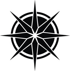Fototapeta premium Black silhouette compass rose vector icon scalableeps