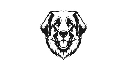 Large Dog Breed Head Silhouette On White Keywords: dog, canine, animal, pet, breed, portrait