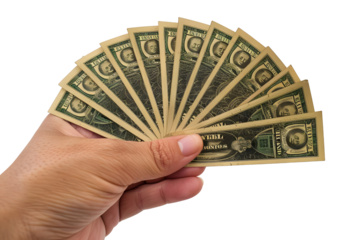 AI Image Created Illustrative Abundance Concept with a Hand Holding Money Bills in a Fan Shape on