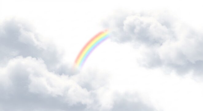 Arc en ciel d�licat �mergeant doucement nuages lumi�re douce. AI Generated