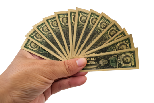 AI Image Created Illustrative Abundance Concept with a Hand Holding Money Bills in a Fan Shape on