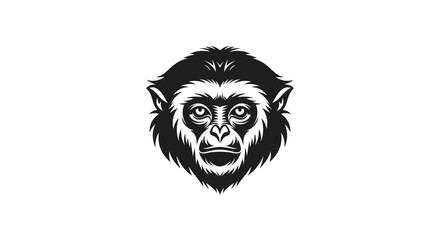 Monkey head logo black and white on white background