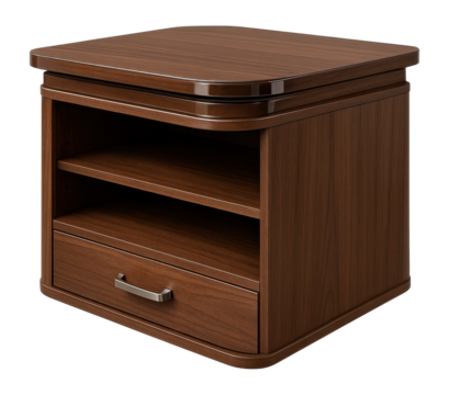 A compact corner TV cabinet with a swivel top, perfect for small family rooms.