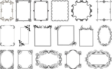 Elegant vintage frame vector collection featuring ornamental borders, floral baroque and rococo decorations, perfect for invitations, certificates, photo frames, and luxury design projects.