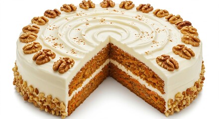 Gateau carotte delicieux creme onctueuse noix lumineux. AI Generated