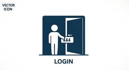 A person entering a door with a group icon on a panel representing a login or access concept ai generated
