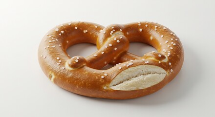Bretzel dor� savoureux photographi� lumi�re douce fond blanc. AI Generated