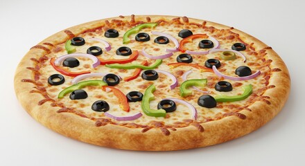 Pizza vegetarienne app�tissante lumineuse toppings color�s. AI Generated