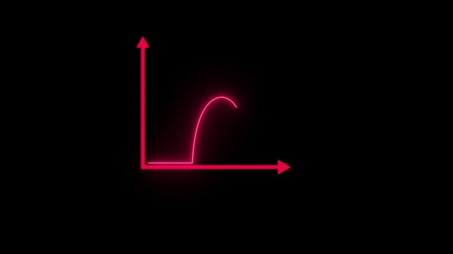 Curved line chart and growing data. Financial infographic element.normal distribution gauss bell curve on black background.