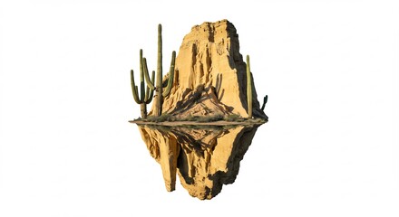 D�sert paisible refl�t� eau calme roche sculpturale lumi�re douce. AI Generated