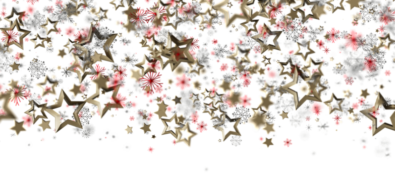 Holiday background featuring gold stars and snowflakes with red accents, perfect for Christmas and New Year designs, creating a joyful atmospher