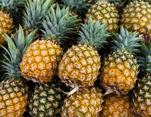 Ripe pineapples close-up