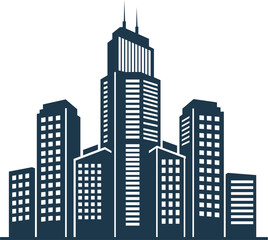 Modern cityscape silhouette of tall skyscrapers and office buildings for urban development and business concepts