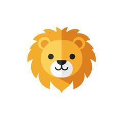 Adorable Flat Design Golden Lion Head Vector Illustration