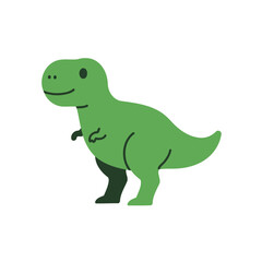 Cute Smiling Green T-Rex Vector Illustration in Flat Design Style