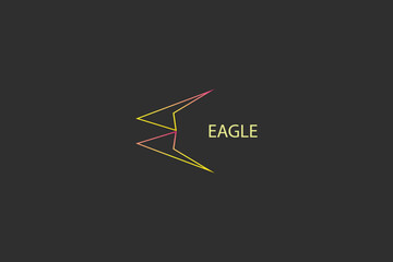 Letter E Golden GRADIENT colour Eagle energy fly Technological electric line art business logo
