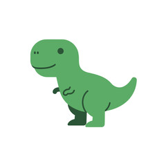 Cute Smiling Green T-Rex Vector Illustration in Flat Design Style