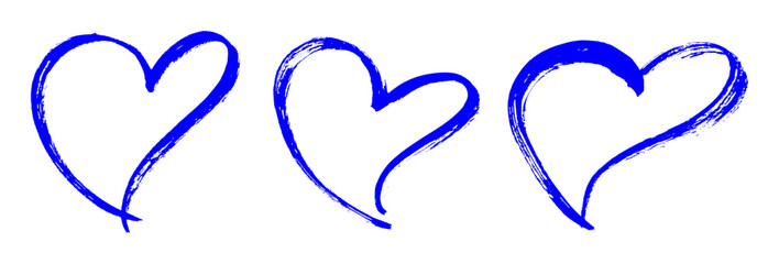 Heart Shape Ink Brush Stroke Drawing Vector Set