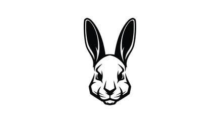 Rabbit Head Silhouette Logo with Long Ears animal bunny