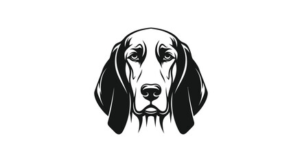 Sad Basset Hound Dog Head Black and White Logo Keywords: basset hound, dog, canine, animal, pet