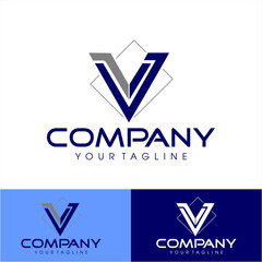 Letter V logo with box on the back