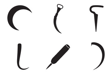 silhouette sickle icon set. Vector Black silhouettes. with white background