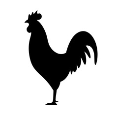 Vector art of silhouette of a rooster, a male chicken with a comb and wattles, often crowing at dawn, vector illustration