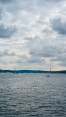 Istanbul, Turkey. Scenic view of the Bosphorus Strait with city view in the background. Urban skyline and city life.	