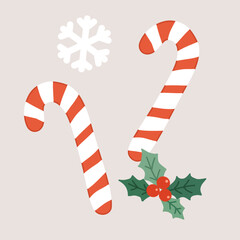 Obraz premium Candy Cane in Flat Style for Christmas and Seasonal Design