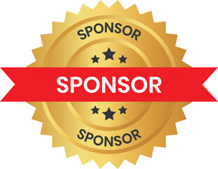 Sponsor. Sponsor round green and gold label isolated on transparent background. Sponsor logo, label, sign, badge, symbol, banner, line, flat vector, isolated illustration.