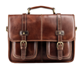 Stylish leather briefcase office product fashion isolated on transparent background