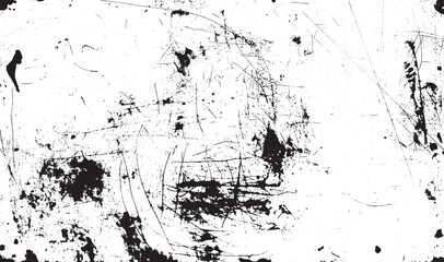 Obraz premium Monochrome texture composed of irregular graphic elements. Distressed uneven grunge background. Abstract vector illustration. Overlay for interesting effect and depth. Isolated on white background.