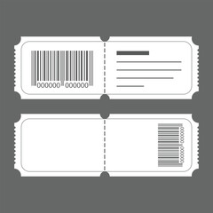 Vector art of two blank white tickets with barcode