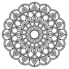 Mandala design black and white background decorative abstract illustration
