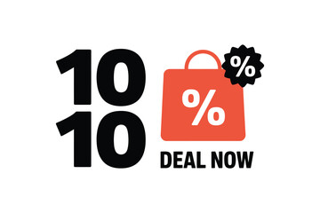 Special 10.10 sale announcement with shopping bag and percentage discount symbol