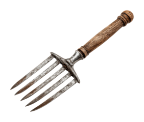 Garden tool fork gardening still life rustic environment isolated on transparent background