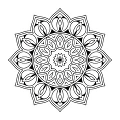 Mandala design black and white background decorative abstract illustration
