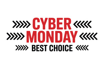 Cyber Monday sale announcement with bold typography and decorative arrows
