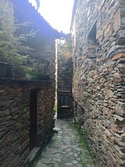View of the Streets of Talasnal on of the 27 Schist villages in Portugal, that were been partially or fully recovered in order to maintain the old traditions. Historical buildings. Aldeias de Xisto