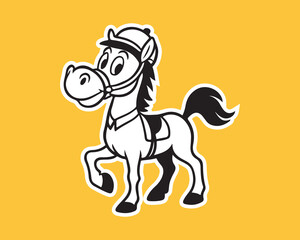 Retro cartoon horse character vector illustration