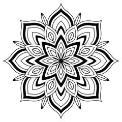 Mandala design black and white background decorative abstract illustration

