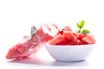 fresh and frozen red watermelon