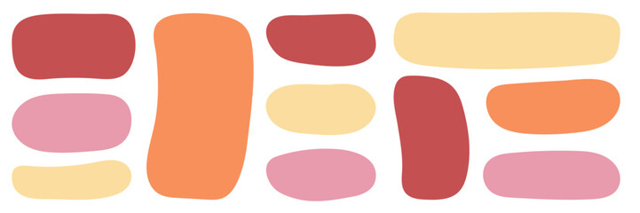 abstract illustration featuring organic, hand-drawn shapes in soft pastel tones of red, orange, pink, and yellow. frame or textbox layout. ideal for backgrounds, posters, or graphic design projects