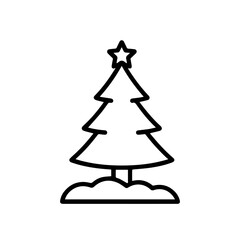 Fototapeta premium outline icon Christmas tree in a snowdrift vector on a white background Vector outline icon of a holiday on a white background