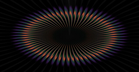Abstract radial pattern with purple and orange colors on black background