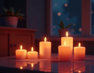 Fototapeta premium Cozy Candlelight Ambiance at Night