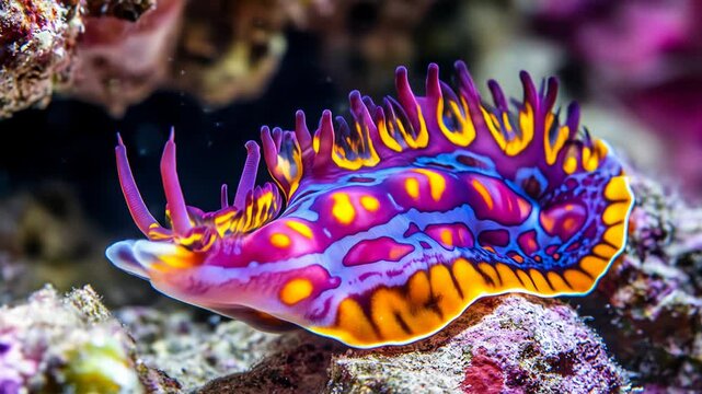A vibrant nudibranch showcasing rich colors in its natural habitat.
